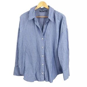 Zara White and Blue Striped Shirt